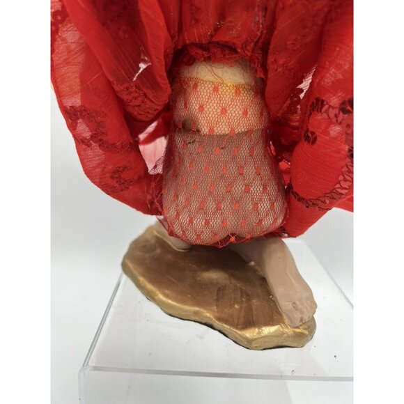 Elf Figurine Red Dress Gold Wings Fairy Pixie Fantasy Signed 12"  Real Eye lashe - Picture 15 of 16